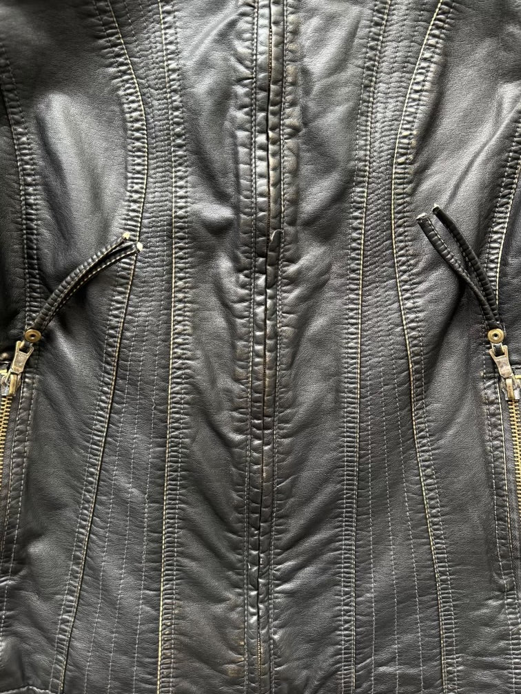 00s Leather Moto Jacket - Small