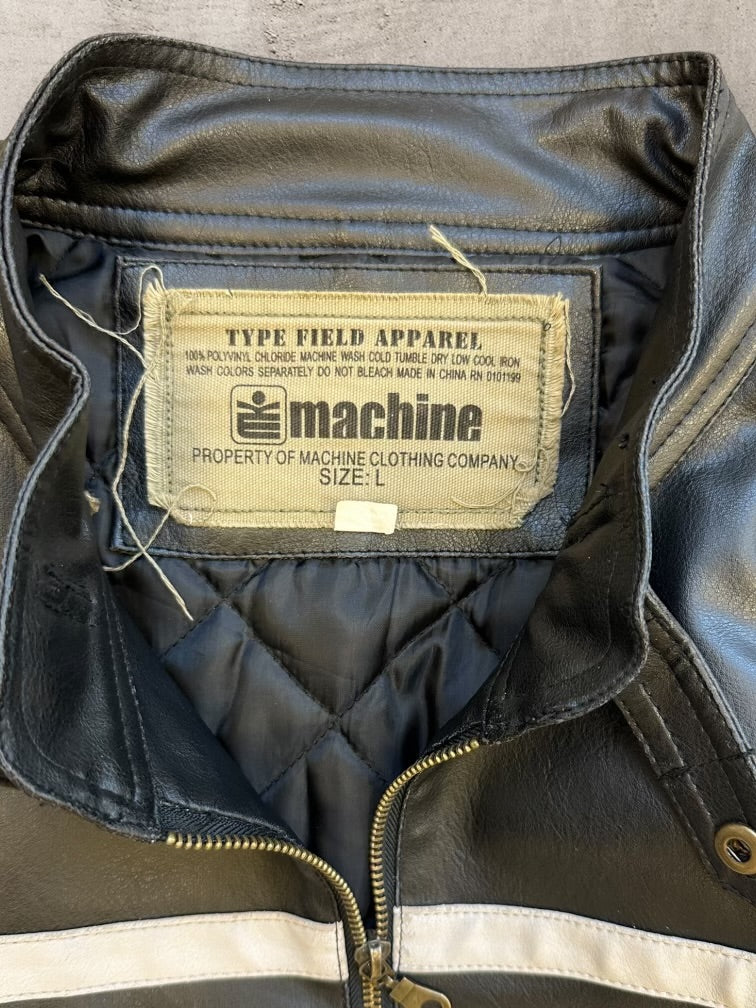 00s Machine Striped Moto Leather Jacket - XL