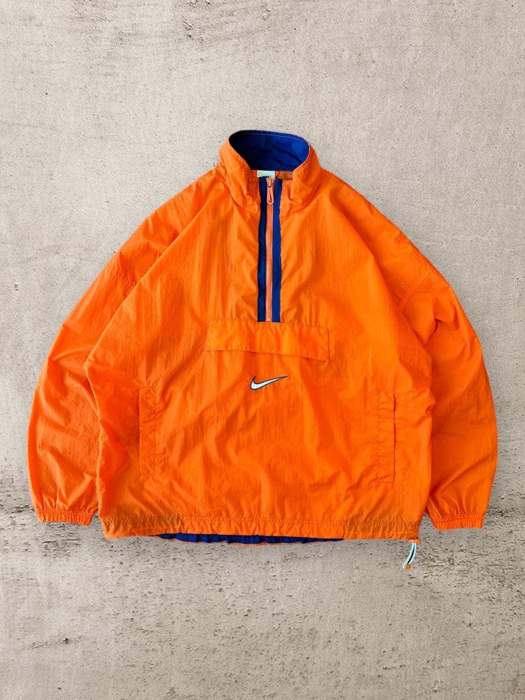 90s Nike Orange & Blue 1/4 Zip Windbreaker Jacket - XL
