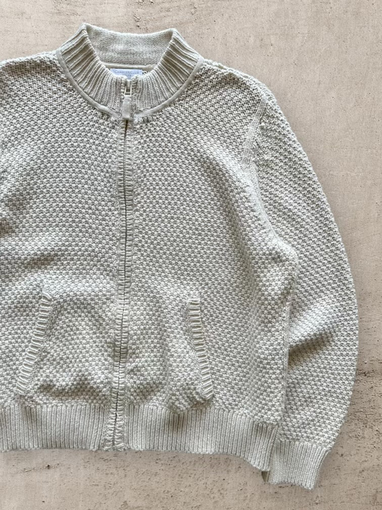 00s Knit Zip Up Sweater - Medium