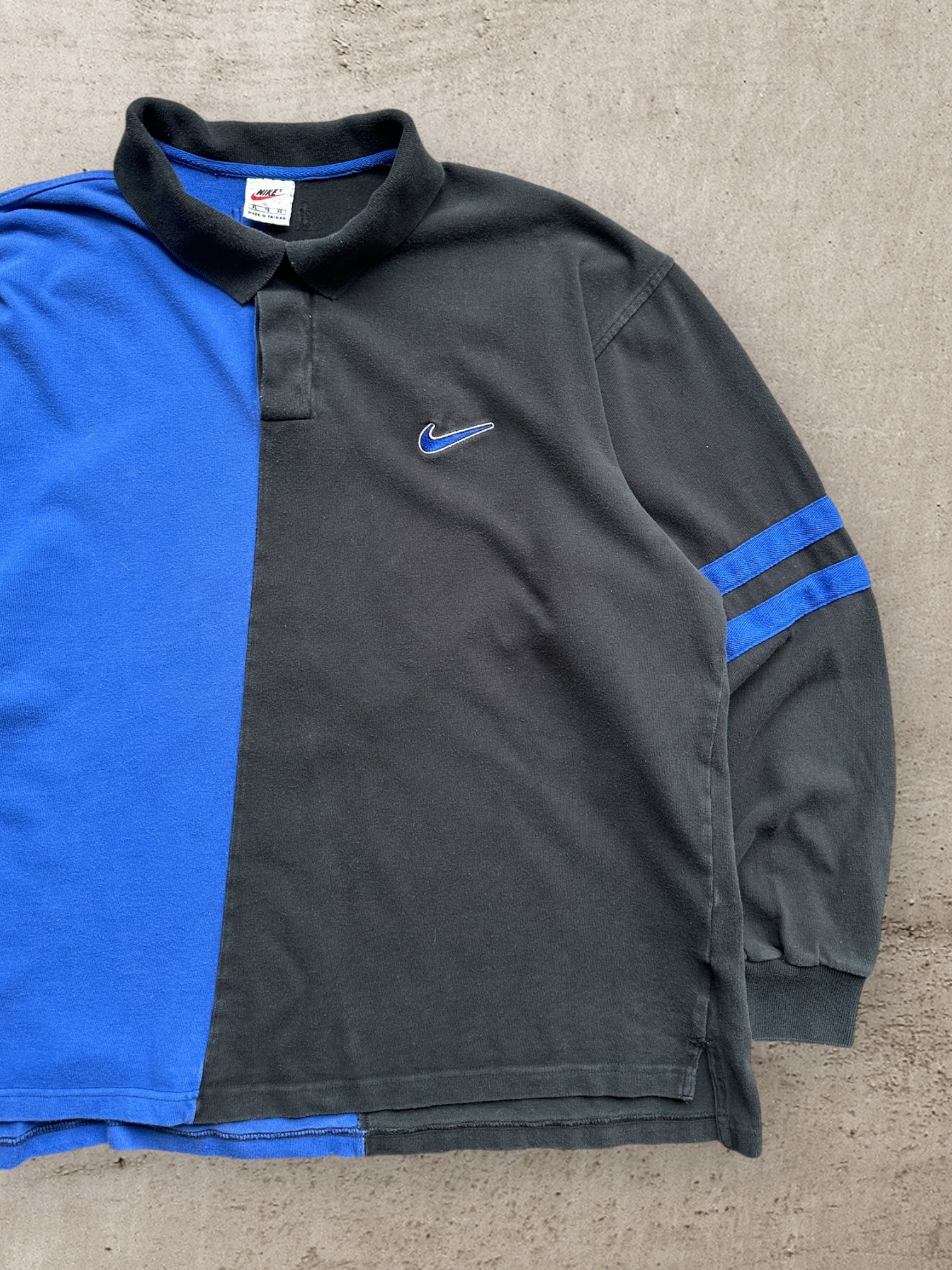 90s Nike Color Block L/S Polo Shirt - XL