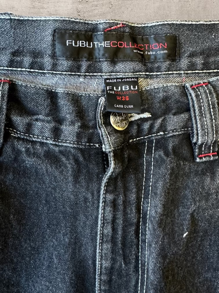 00s Fubu Collection Dark Wash Baggy Denim Shorts - 34”