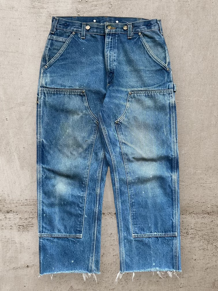 90s Carhartt Distressed Denim Double Knee Pants - 33