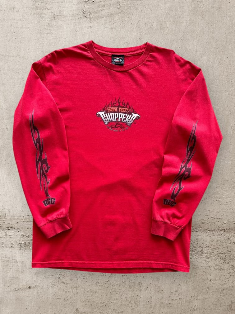 00s Orange County Choppers Flame Graphic Long Sleeve T-Shirt - Large