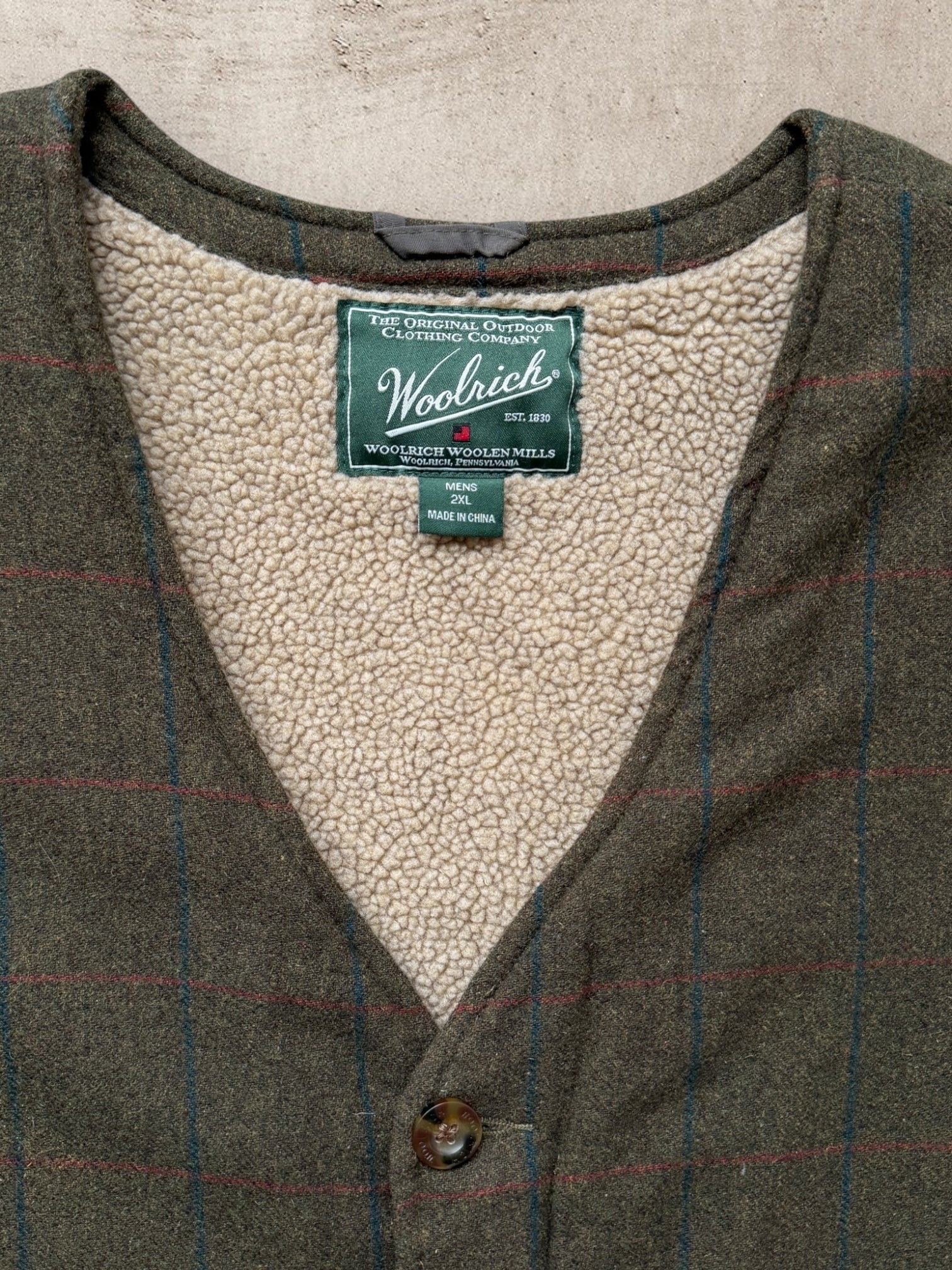 00s Woolrich Sherpa Lined Wool Vest - XXL
