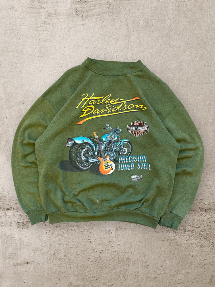 90s Harley Davidson Olive Green Crewneck - Large
