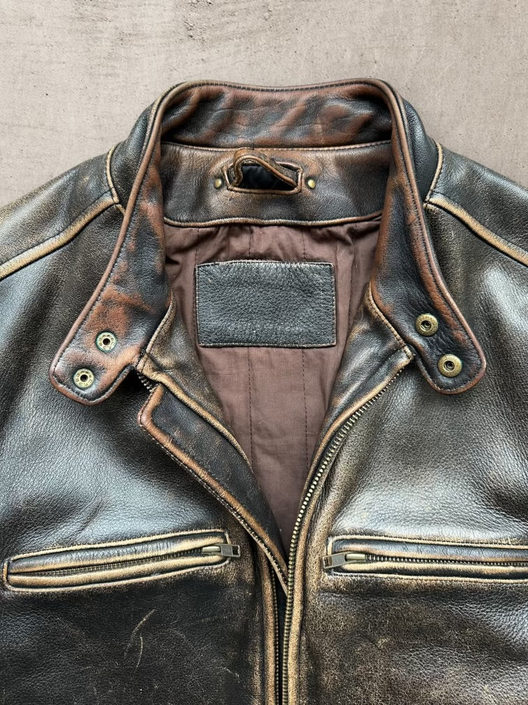 00s M. Julian Zip Up Moto Leather Jacket - Large