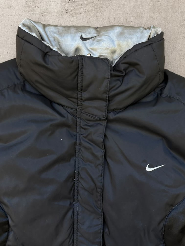 00s Nike Black Zip Up Puffer Vest - Medium