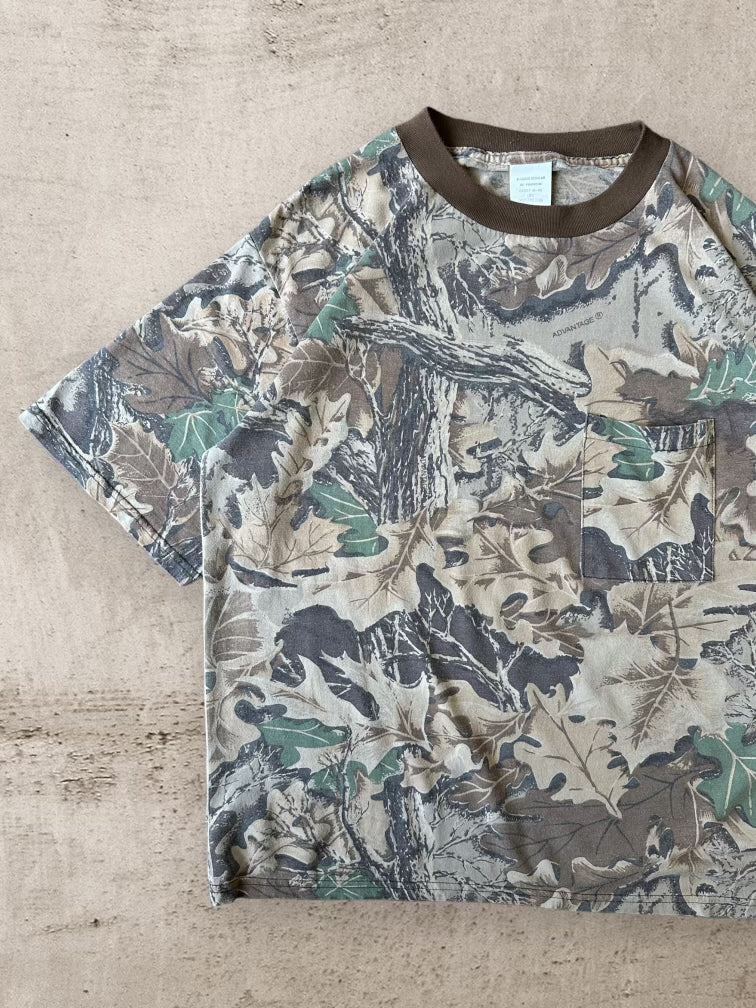 90s Advantage Real Tree Camouflage Ringer T-Shirt - XL