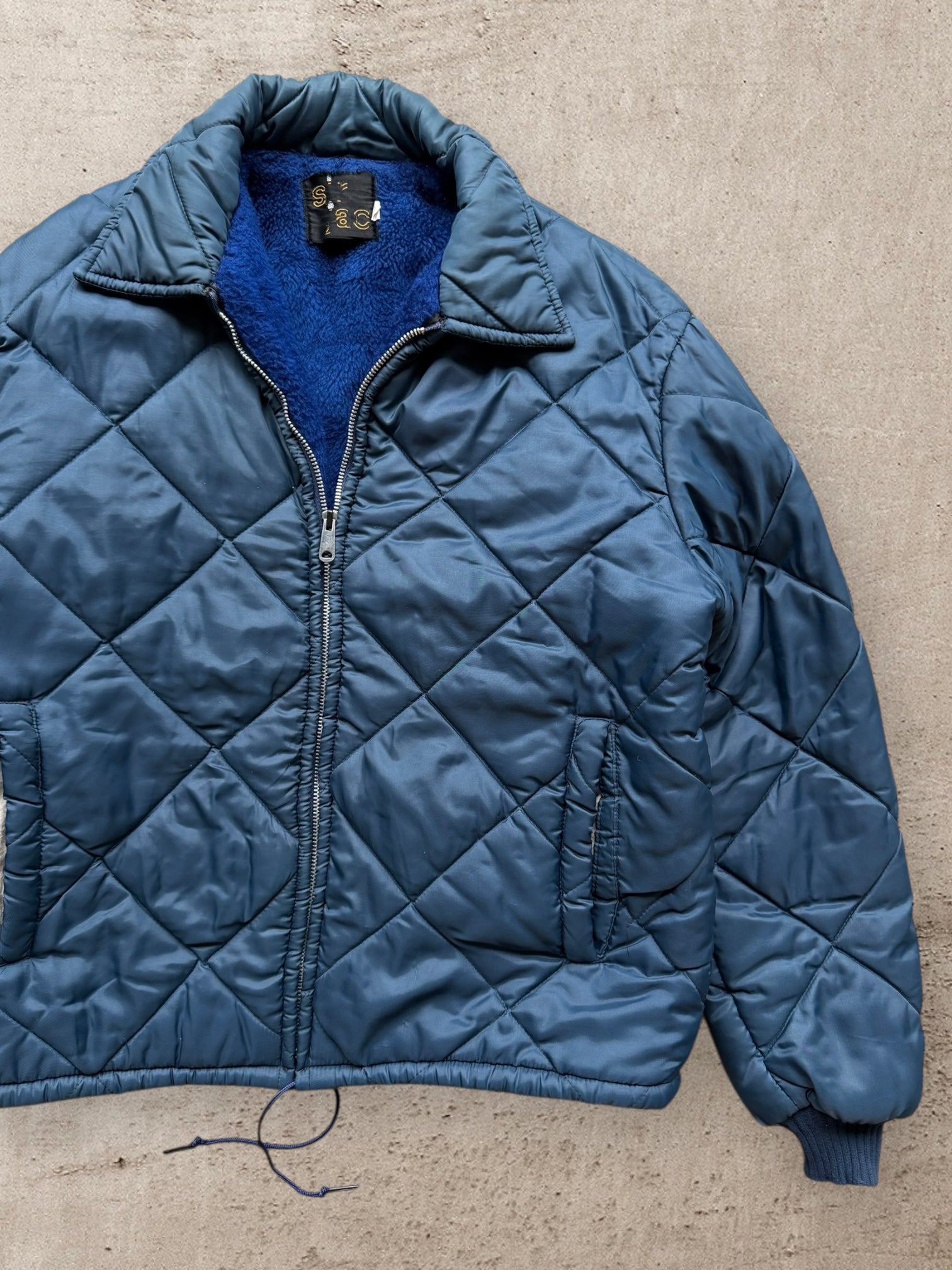 70s Fur Lined Quilted Jacket - Large