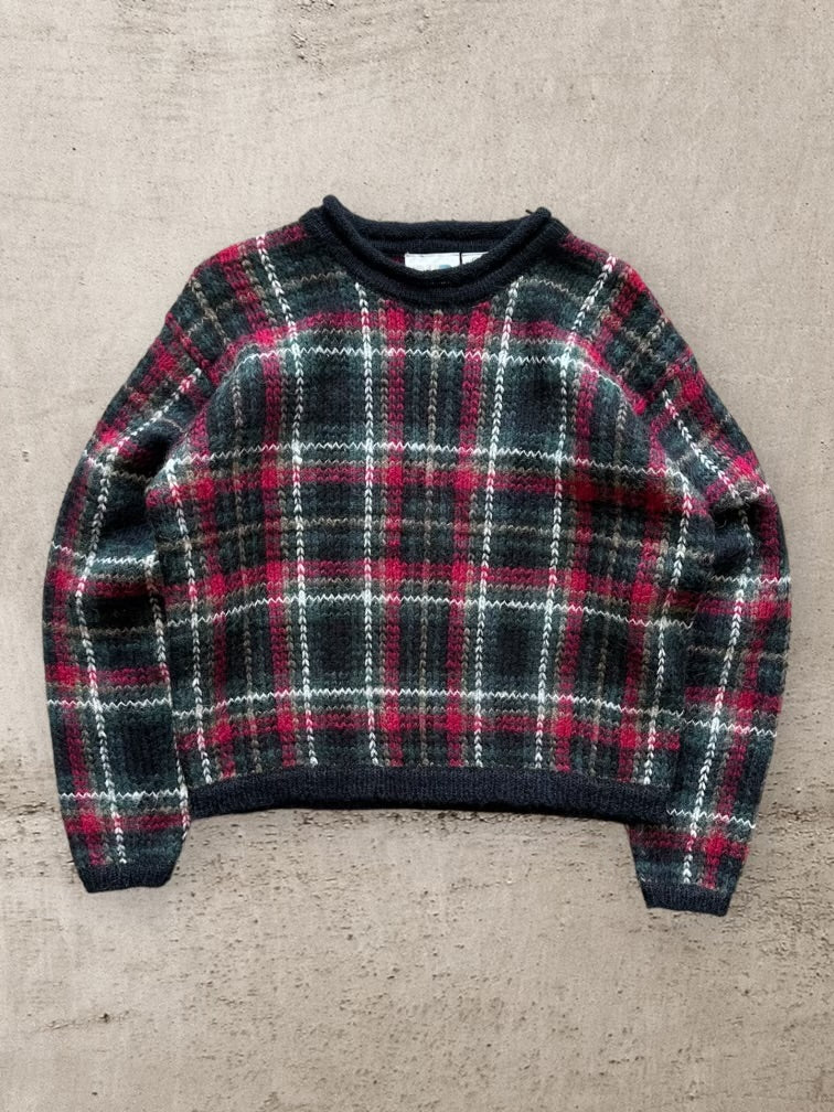 00s Plaid Multicolor Knit Sweater - Small