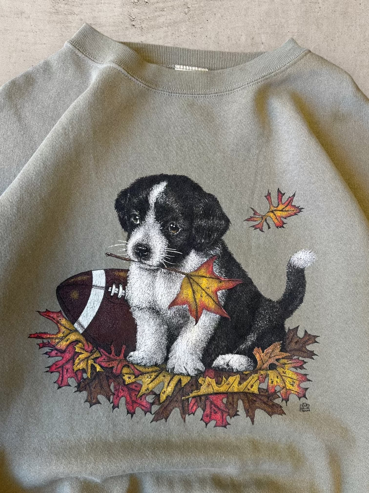 90s Tan Puppy Football Crewneck - XL