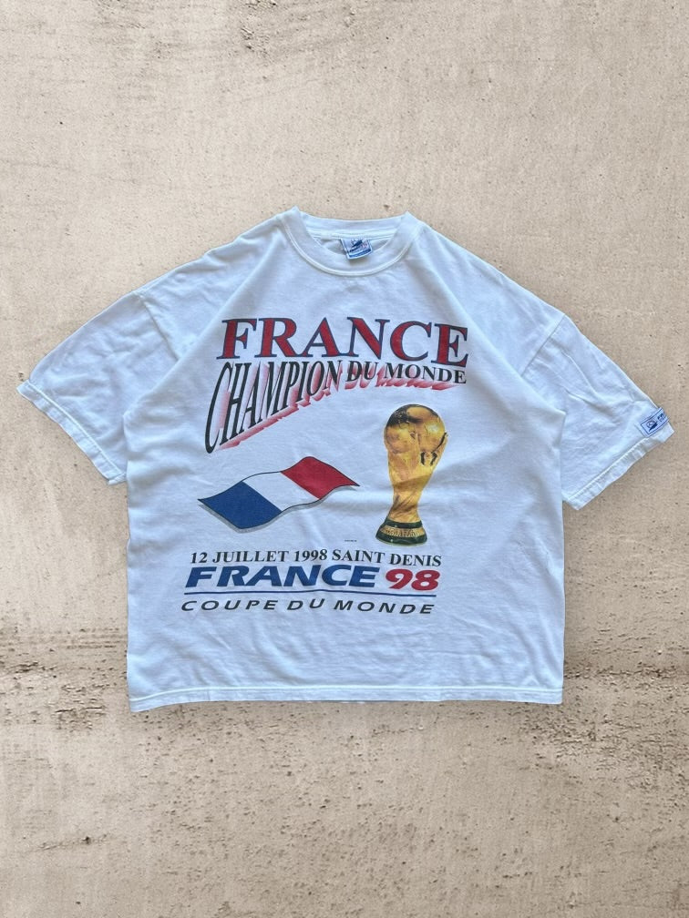 90s France Coupe Du Monde Champions Graphic T-Shirt - Large