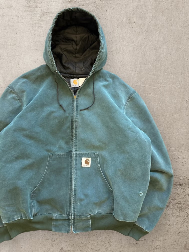 90s Carhartt Green Hooded Jacket - XXL