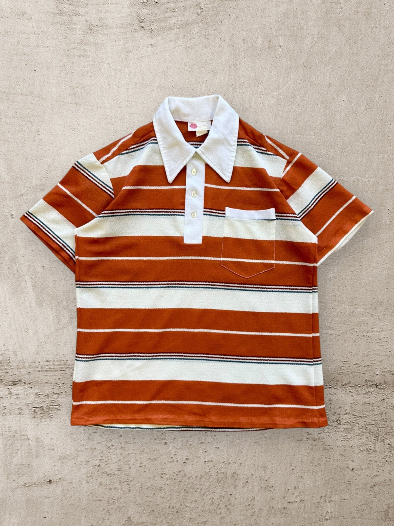 70s Sears Striped Polo Shirt - Medium