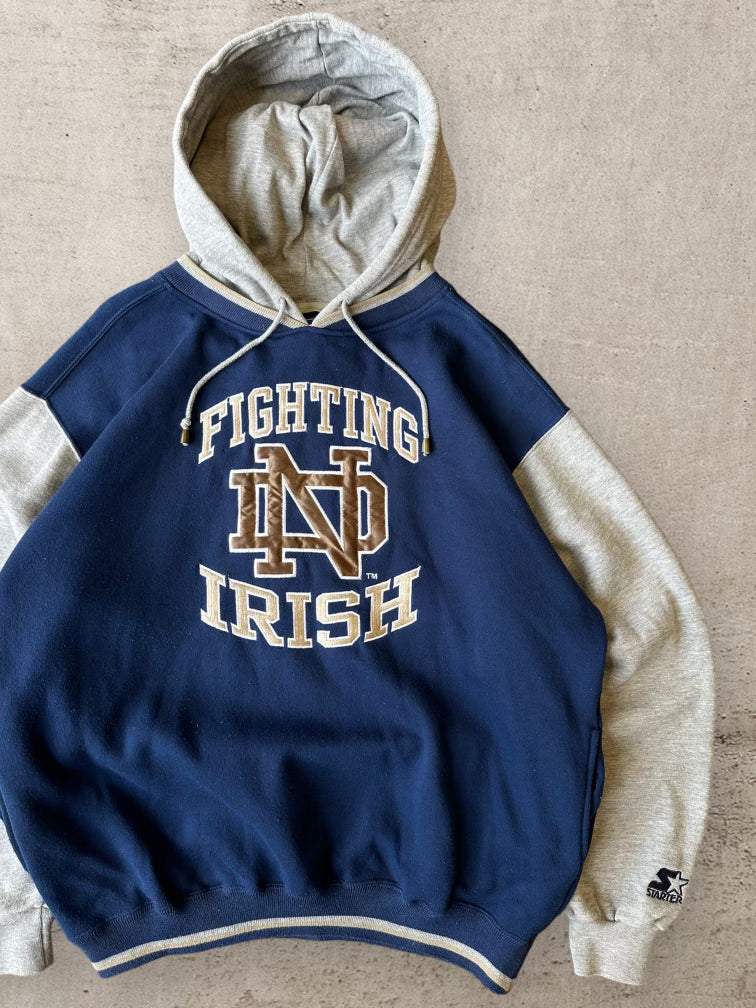 90s Starter Fighting Irish Notre Dame Color Block Hoodie - XL