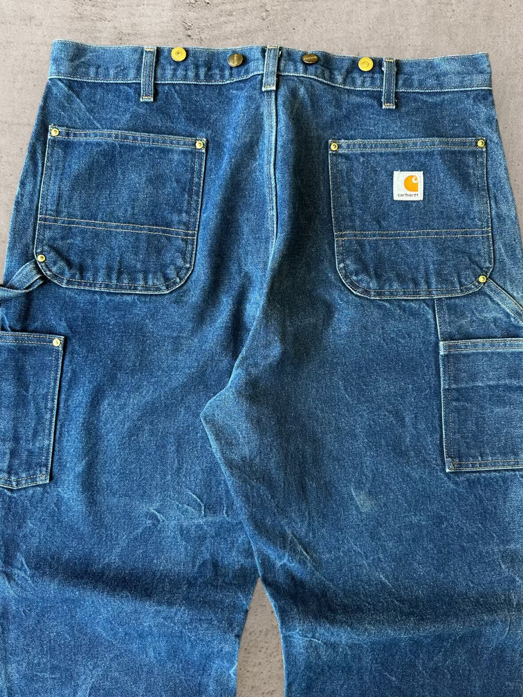 90s Carhartt Dark Wash Denim Double Knee Jeans - 38x34