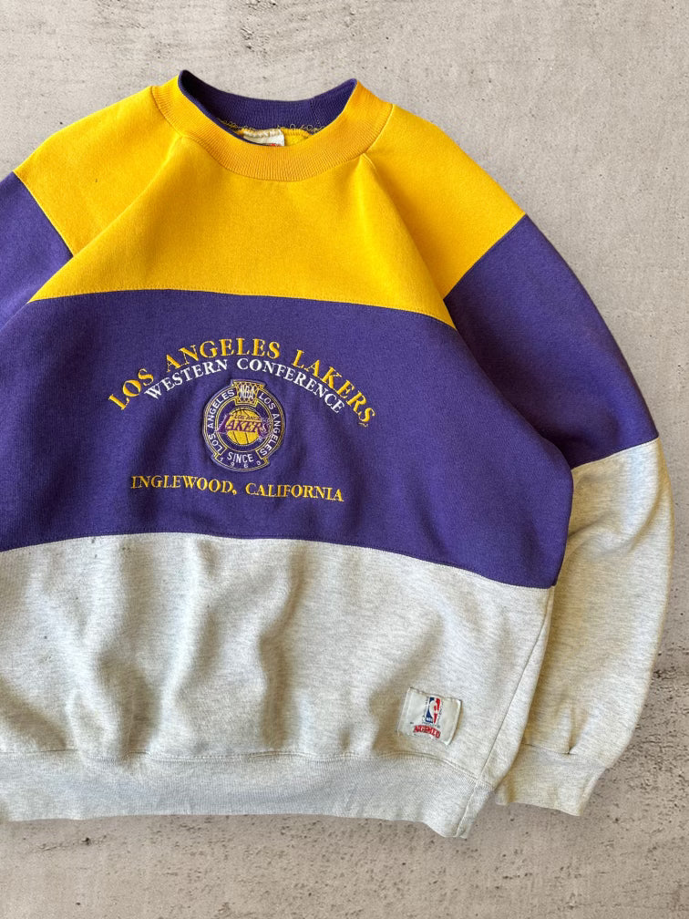 90s Nutmeg Lakers Color Block Crewneck - XL