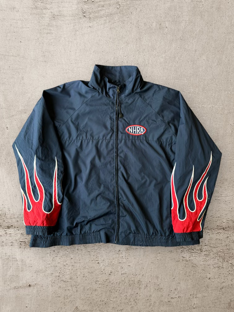 90s NHRA Flame Sleeves Zip Up Jacket - XXL