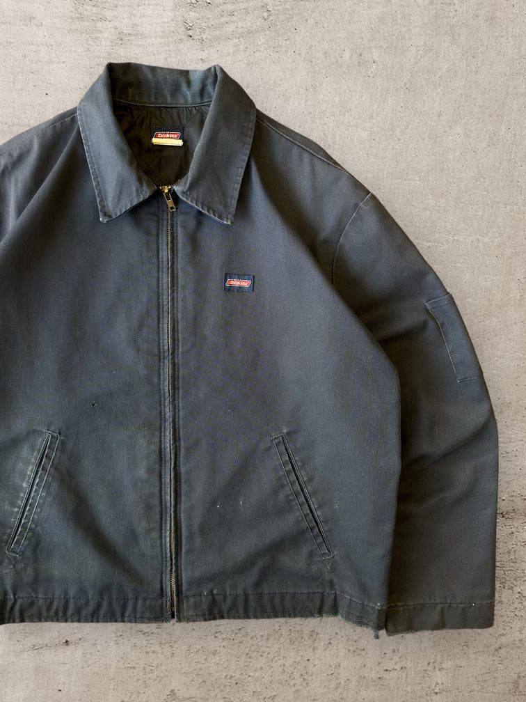 00s Dickies Black Eisenhower Work Jacket - Large