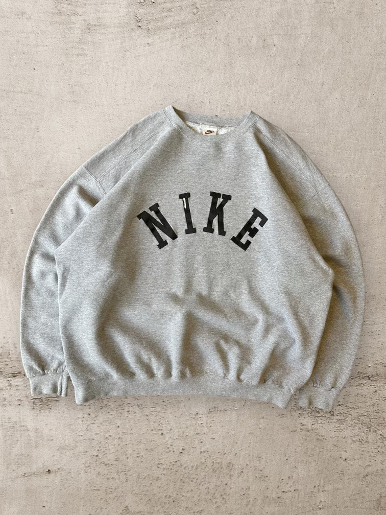 90s Nike Spell Out Grey Crewneck - XL