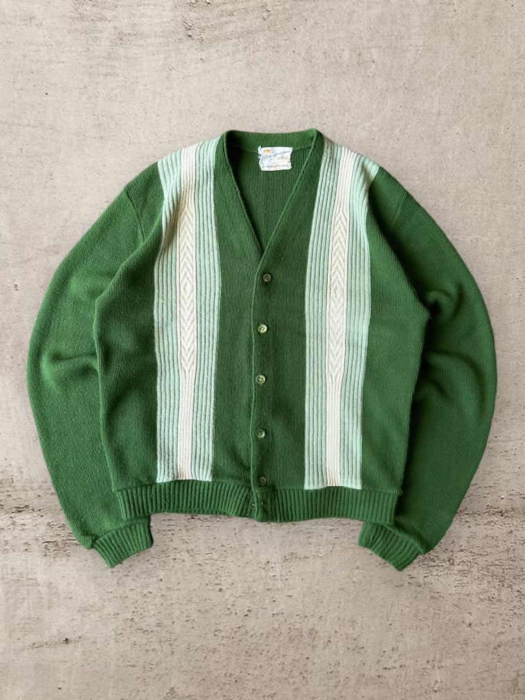 60s/70s Jack Nicklaus Striped Knit Cardigan - Large