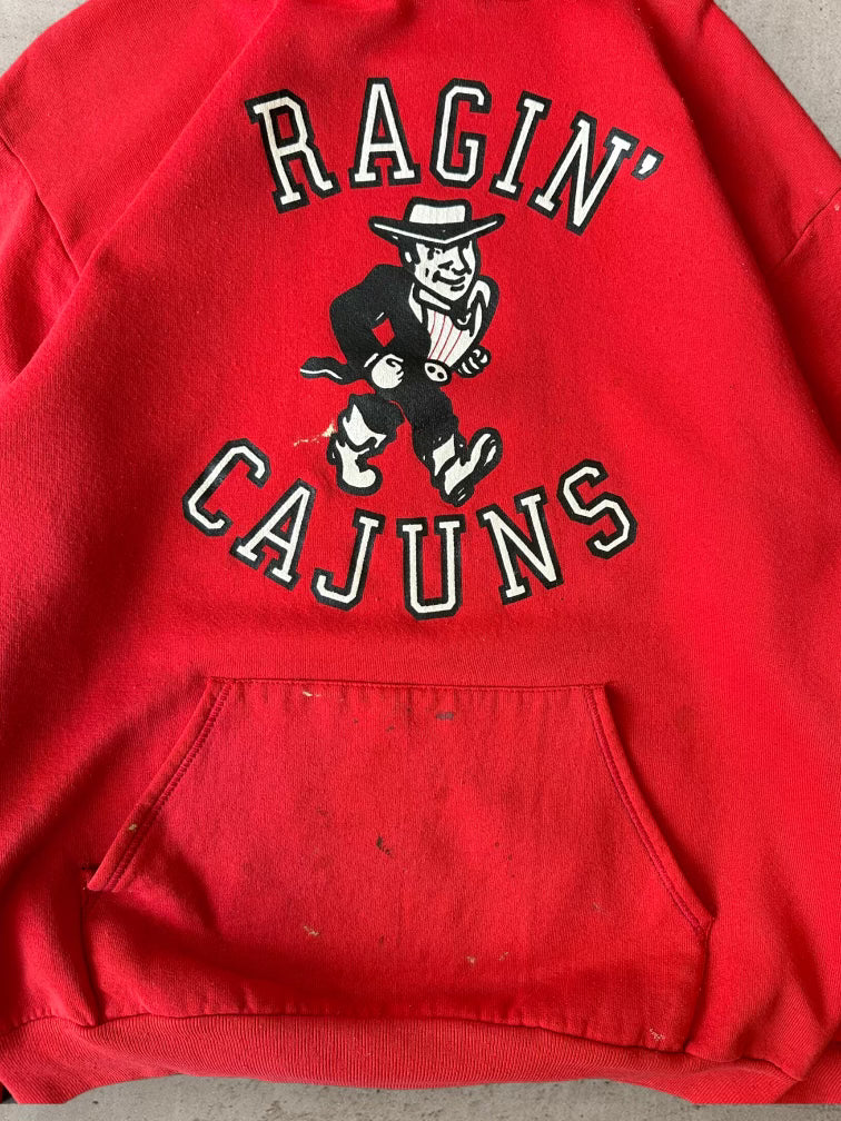 90s Ragin’ Cajuns Red Hoodie - Medium