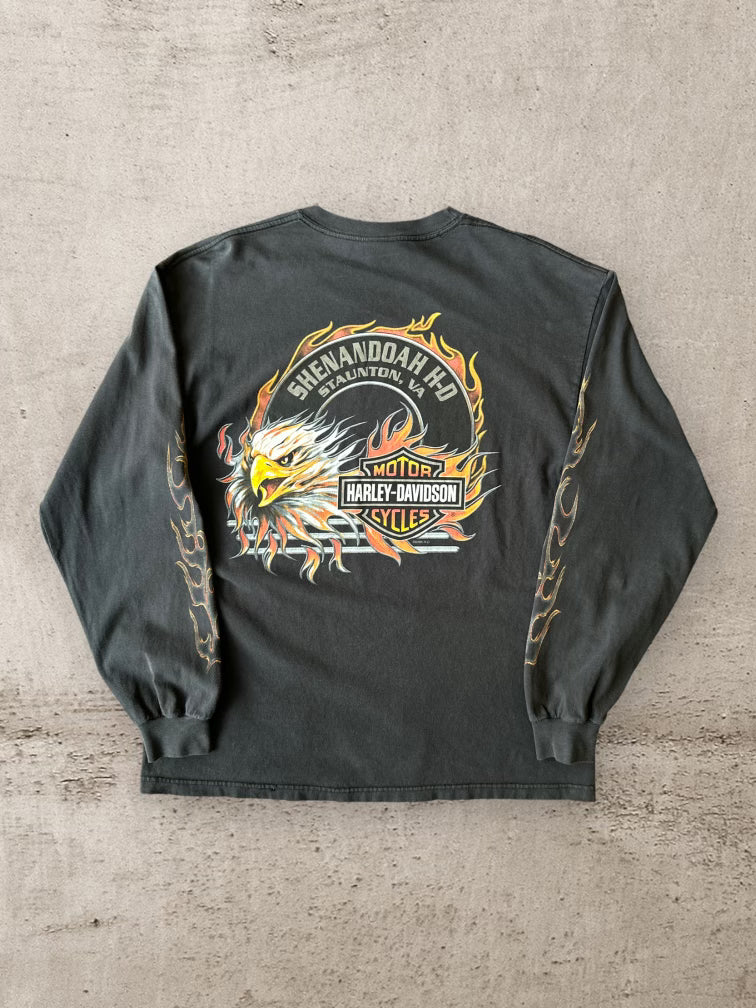 00s Harley Davidson Flamed Long Sleeve T-Shirt - Large