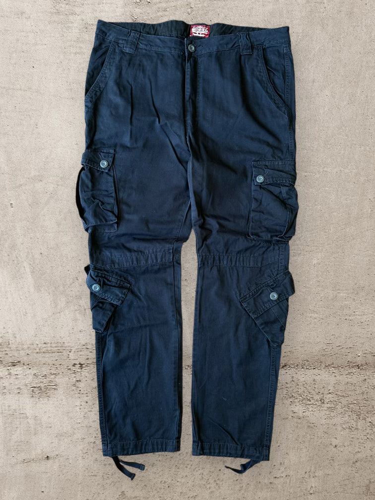 00s Matchstick Navy Blue Multi Pocket Cargo Pants - 42x33
