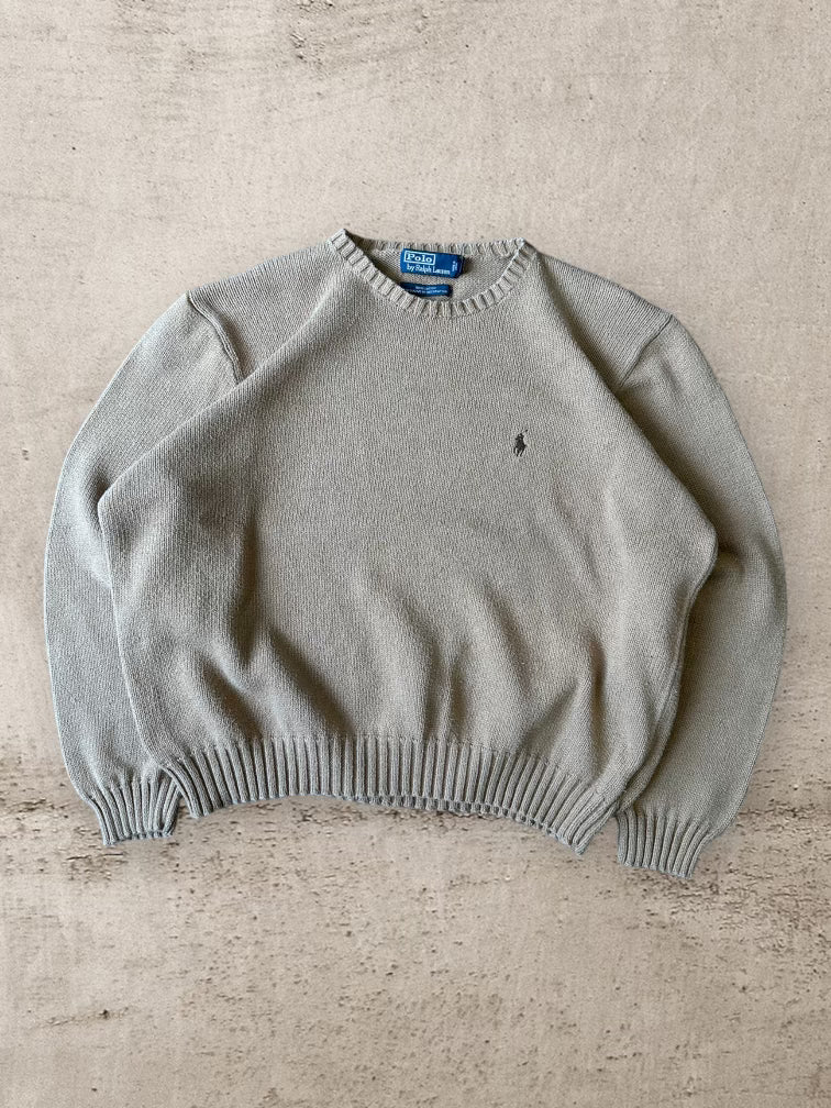 90s Polo Ralph Lauren Cream & Brown Knit Sweater - XL
