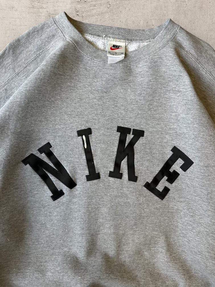 90s Nike Spell Out Grey Crewneck - XL
