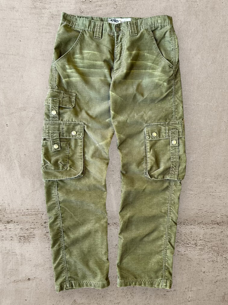 90s Pelle Pelle Green Multi Pocket Corduroy Pants - 36x33