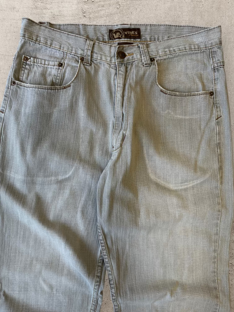 00s Faded Grey Denim Baggy Jeans - 33x33