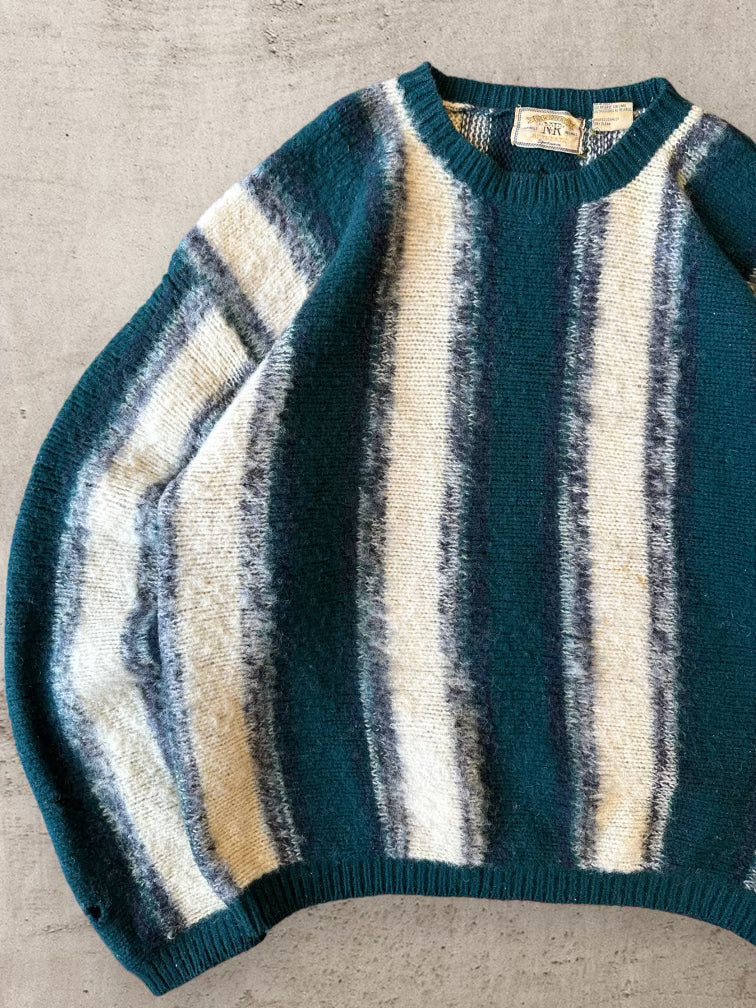 90s New River Co. Striped Wool Sweater - XL