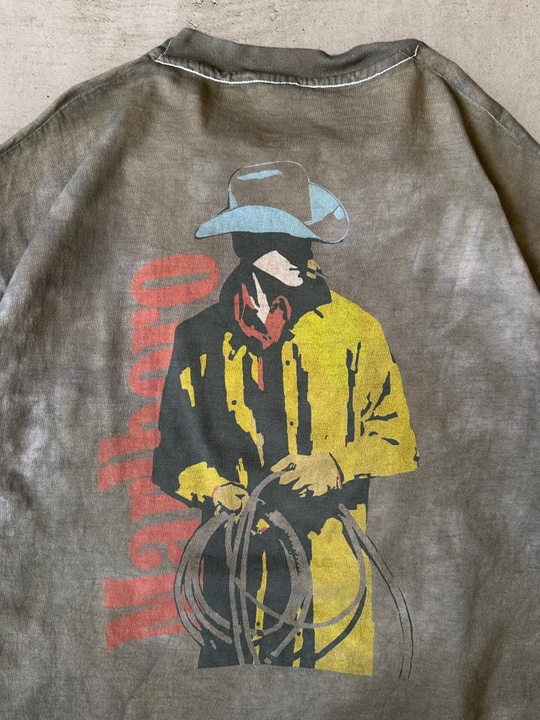 90s Brown Dyed Marlboro Cigarettes Cowboy T-Shirt - Large