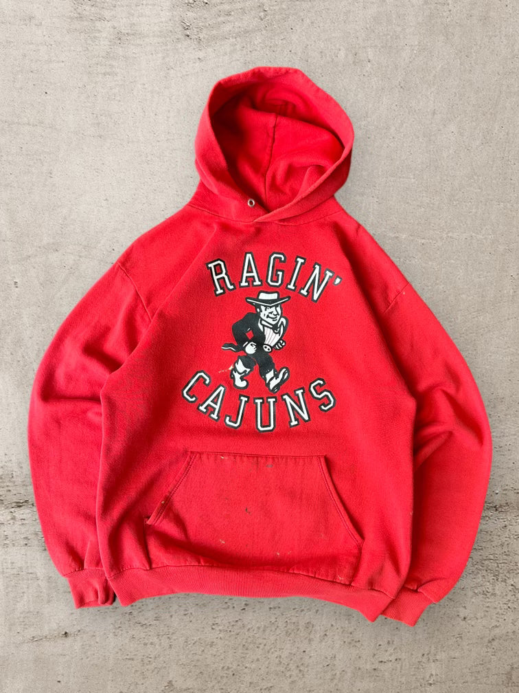 90s Ragin’ Cajuns Red Hoodie - Medium