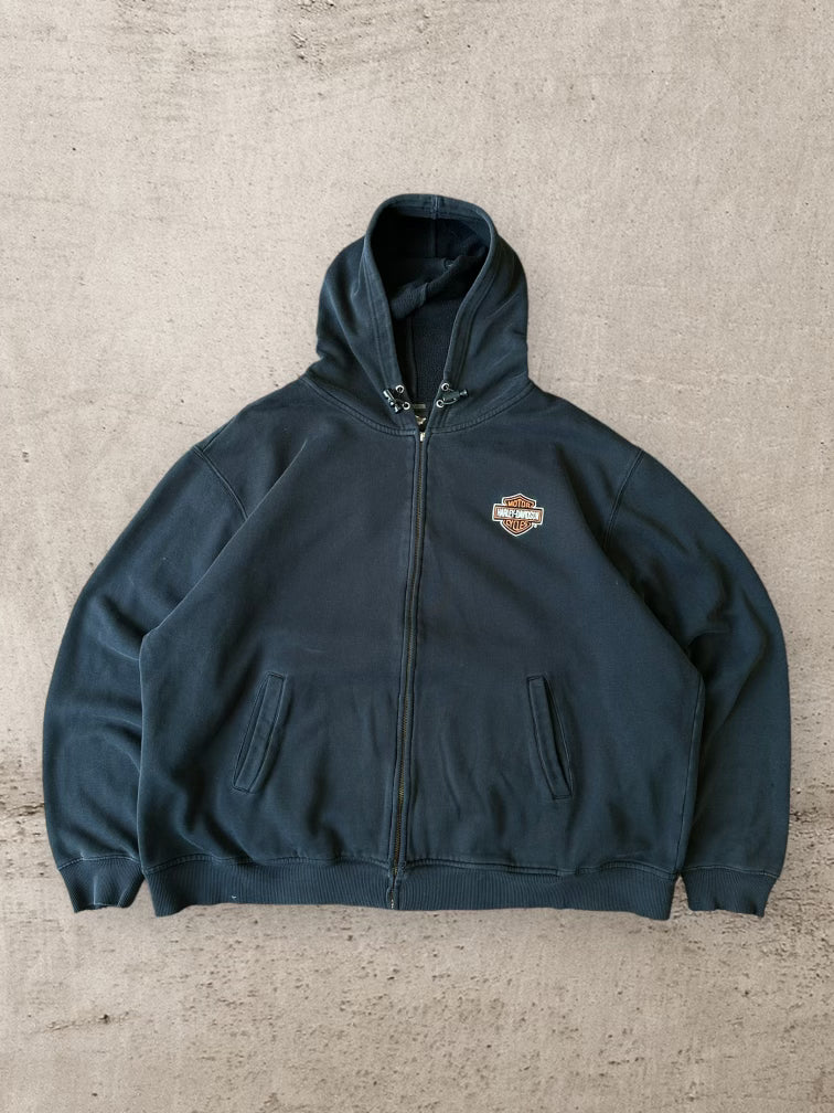 00s Harley Davidson Logo Zip Up Hoodie - XXL