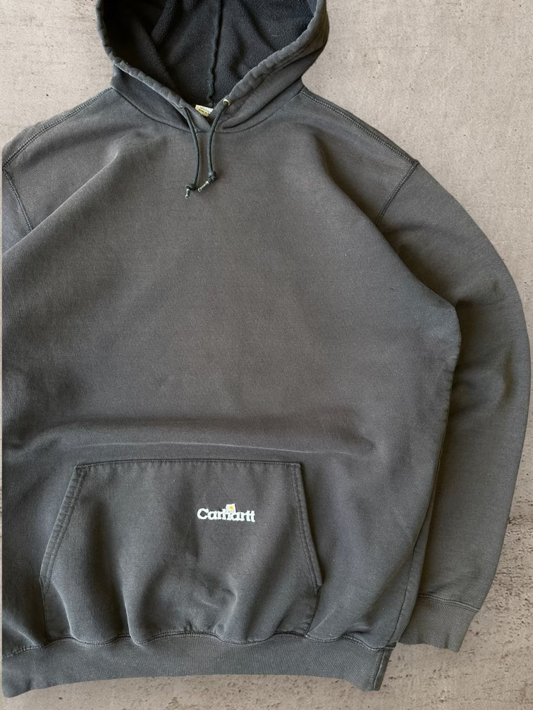 90s Carhartt Embroidered Black Hoodie - XL