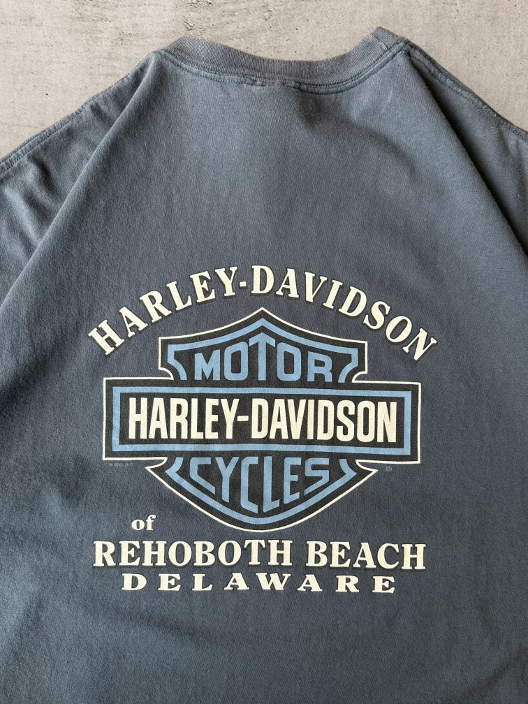 00s Harley Davidson Blue Graphic T-Shirt - XXL