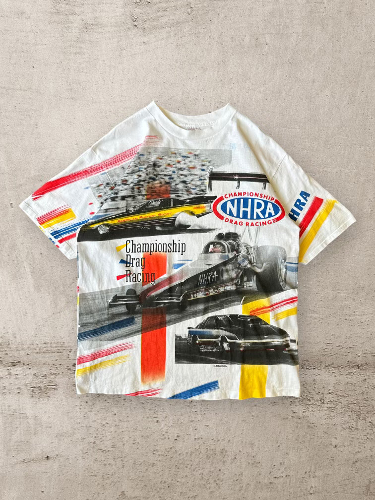 90s NHRA Championship Drag Racing AOP T-Shirt - XL