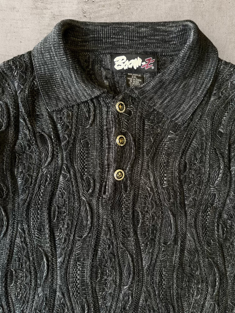 90s BaamZ Knit Button Up Polo - XXL