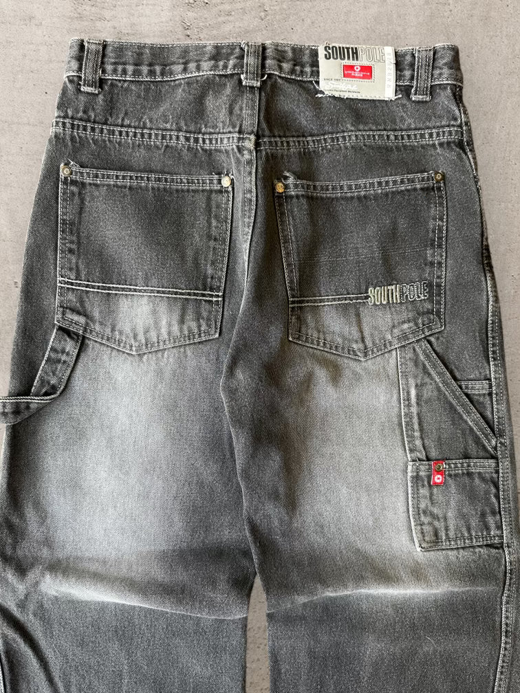 00s South Pole Faded Black Denim Carpenter Jeans - 30x30