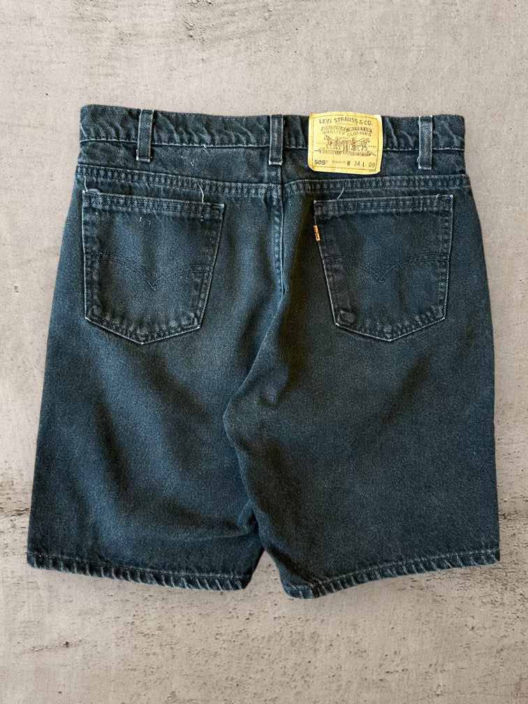 90s Levi’s 505 Orange Tab Black Denim Shorts - 34”
