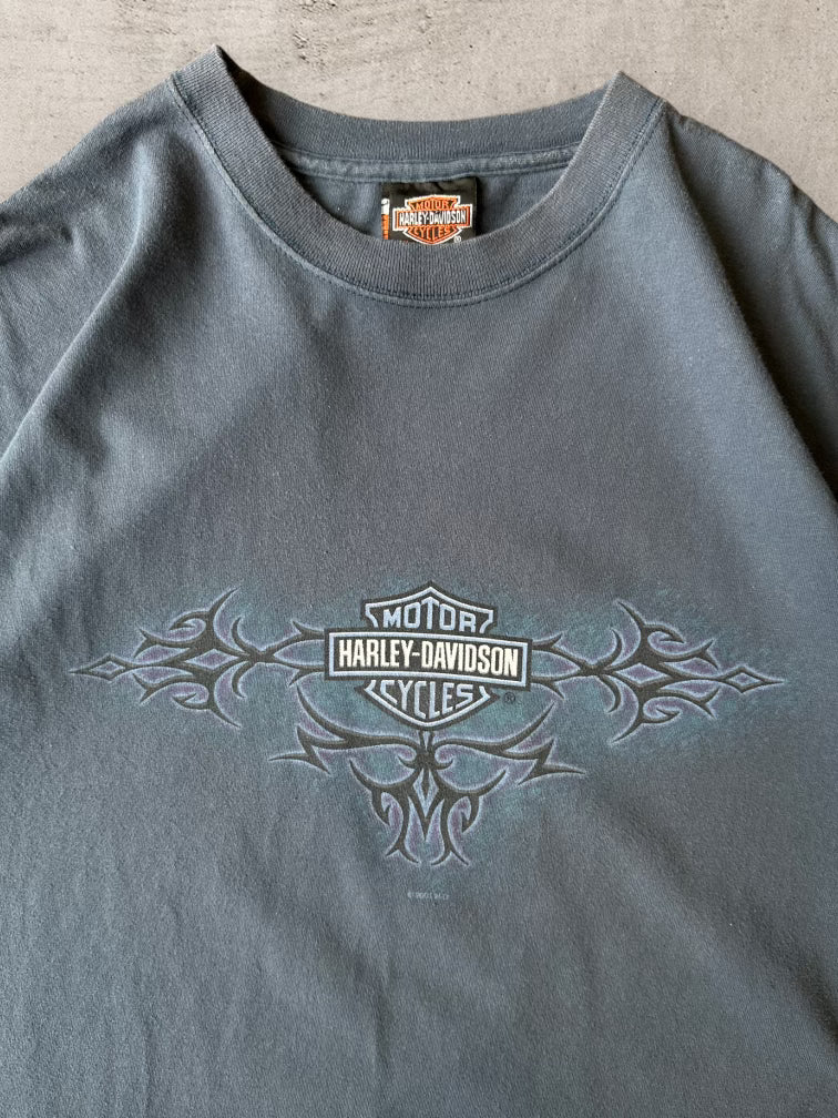 00s Harley Davidson Blue Graphic T-Shirt - XXL