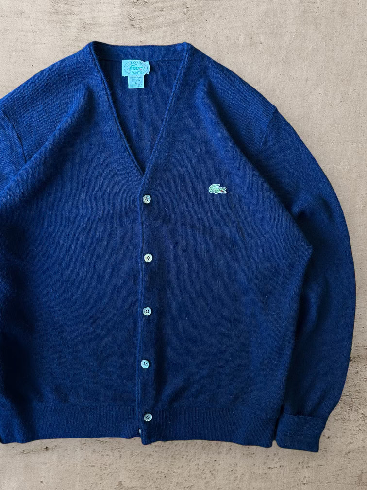 90s Izod Lacoste Navy Blue Cardigan Sweater - XL