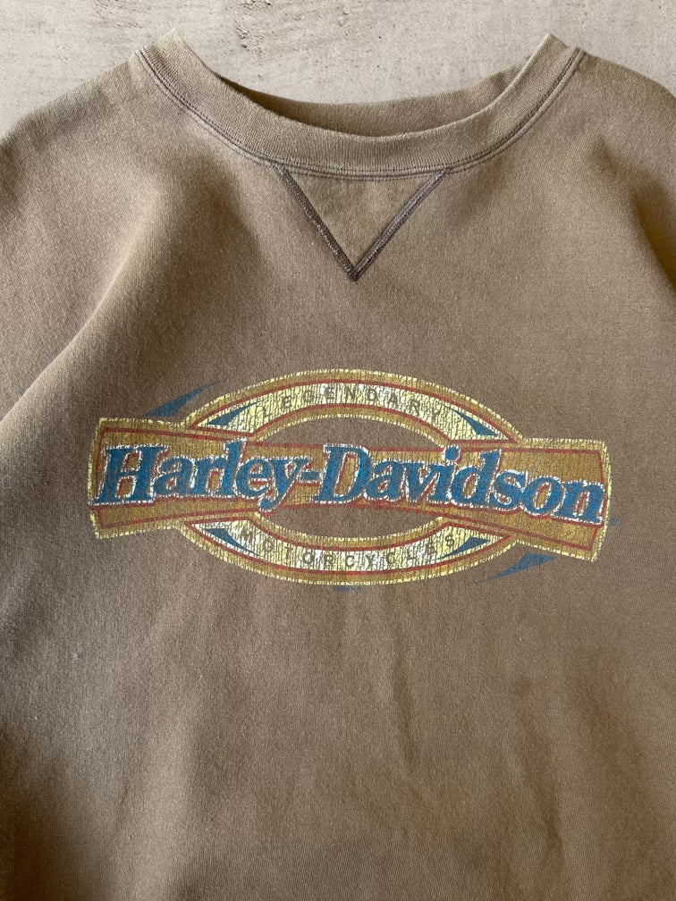 00s Harley Davidson Brown Crewneck - XXL