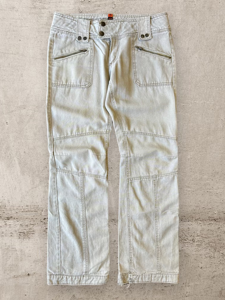 90s Light Beige Low Rise Zipper Jeans - 34x33