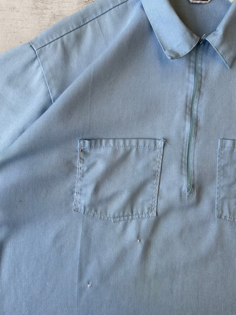 80s Ben Davis Light Blue Work Shirt - XXL