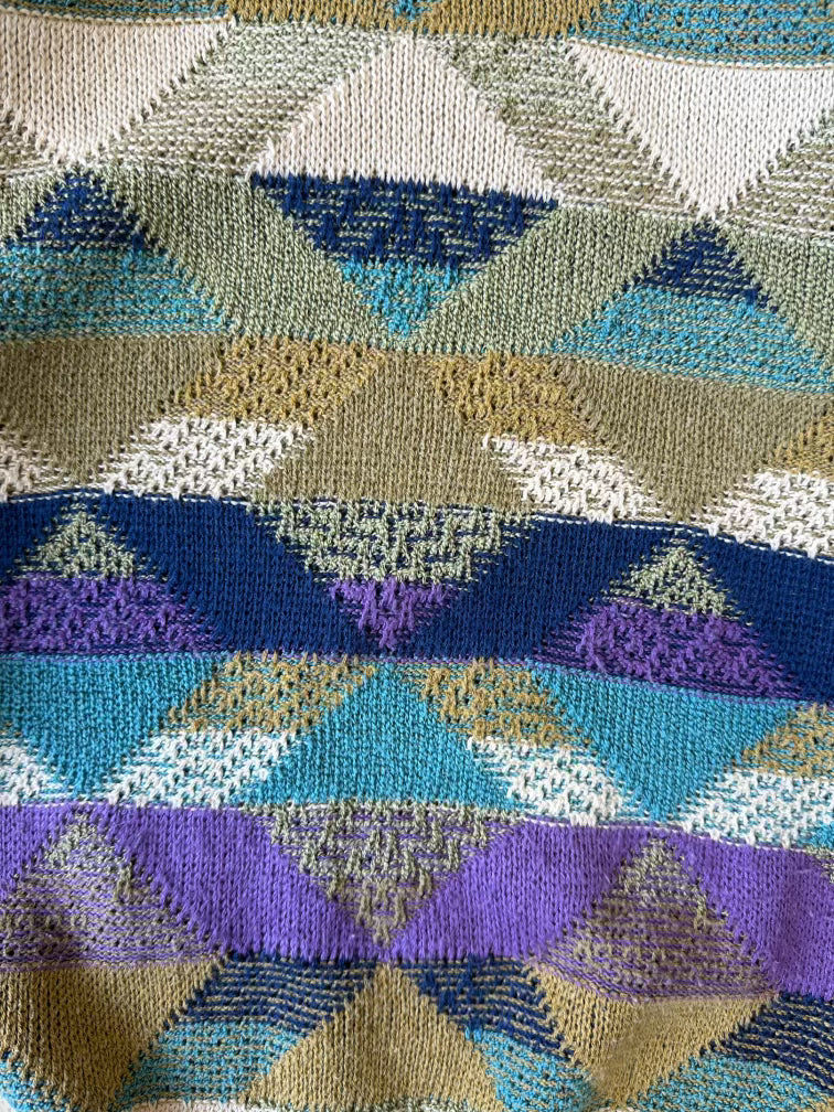 90s Colorful Zig Zag Knit Sweater - Large