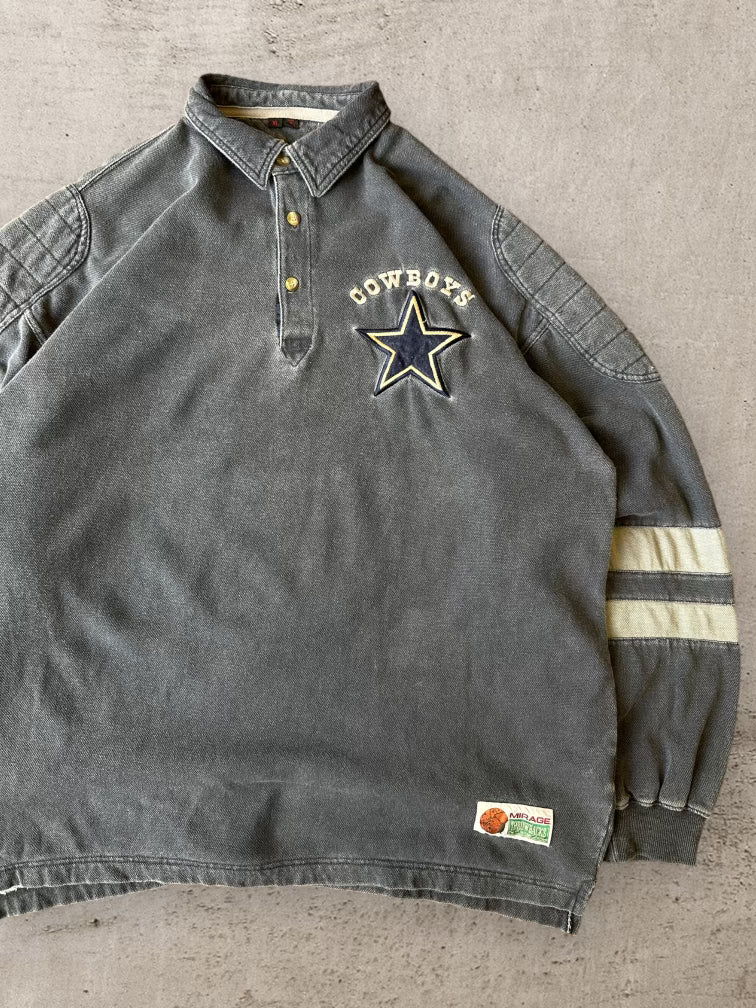 00s Mirage Sports Dallas Cowboys Button Up Polo Shirt - XXL